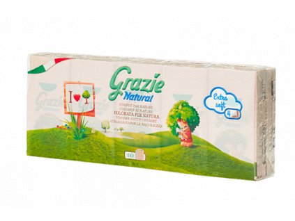 Grazie Natural Ekologické kapesníky 4-vrstvé 10 balení