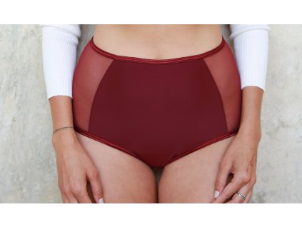 SAYU Menstruační kalhotky Bordó s transparentními boky