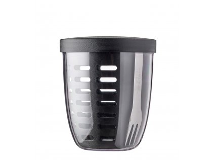 Mepal Svačinový box se sítkem Ellipse Nordic Black 600 ml
