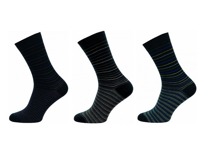 Pánské společenské ponožky Novia 3 páry v balení proužek