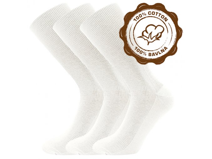 Společenské ponožky 3 kusy v balení Lonka Halik 100% bavlněné bílá