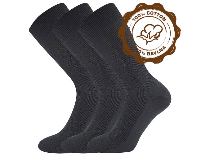 Společenské ponožky 3 kusy v balení Lonka Halik 100% bavlněné černá