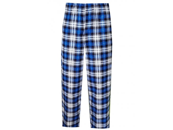 Pánské Pyžamové kalhoty Flanel Foltýn dlouhé středně modrá kostka