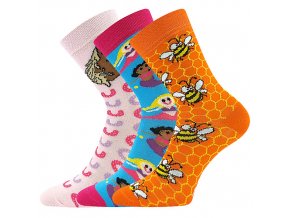 Dětské ponožky 3 kusy v balení Boma 057 21 43 12 mix vzorů B2 Holka
