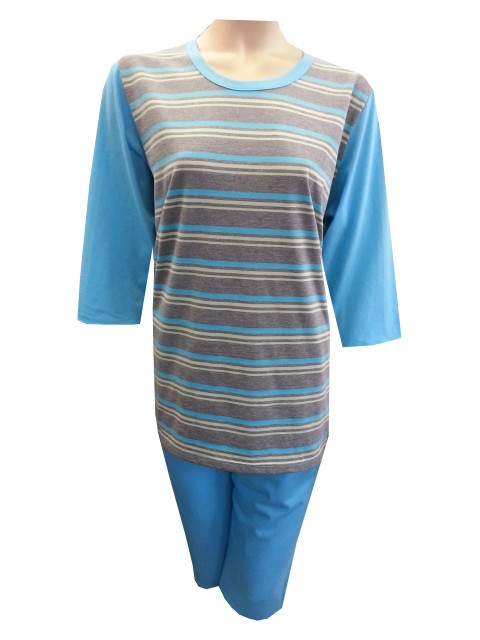 Dámské Pyžamo Krátké FOLTÝN DPK2 modrá, drobné proužky Velikost: XL
