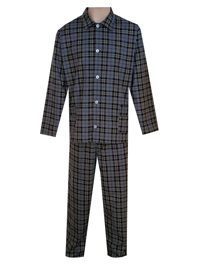 Pánské Pyžamo Flanelové FOLTÝN PF13 šedá kostka Velikost: 3XL, Materiál: Flanel