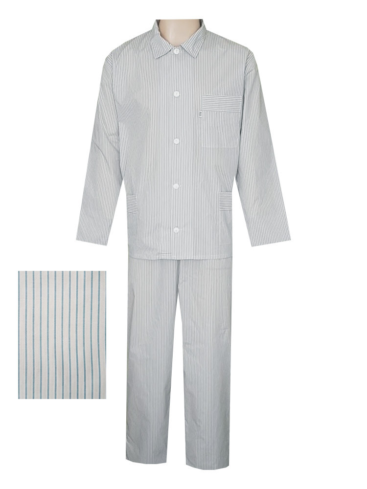 Pánské Pyžamo Popelín FOLTÝN PI08 modrý proužek Velikost: M, Materiál: Košilovina-popelín
