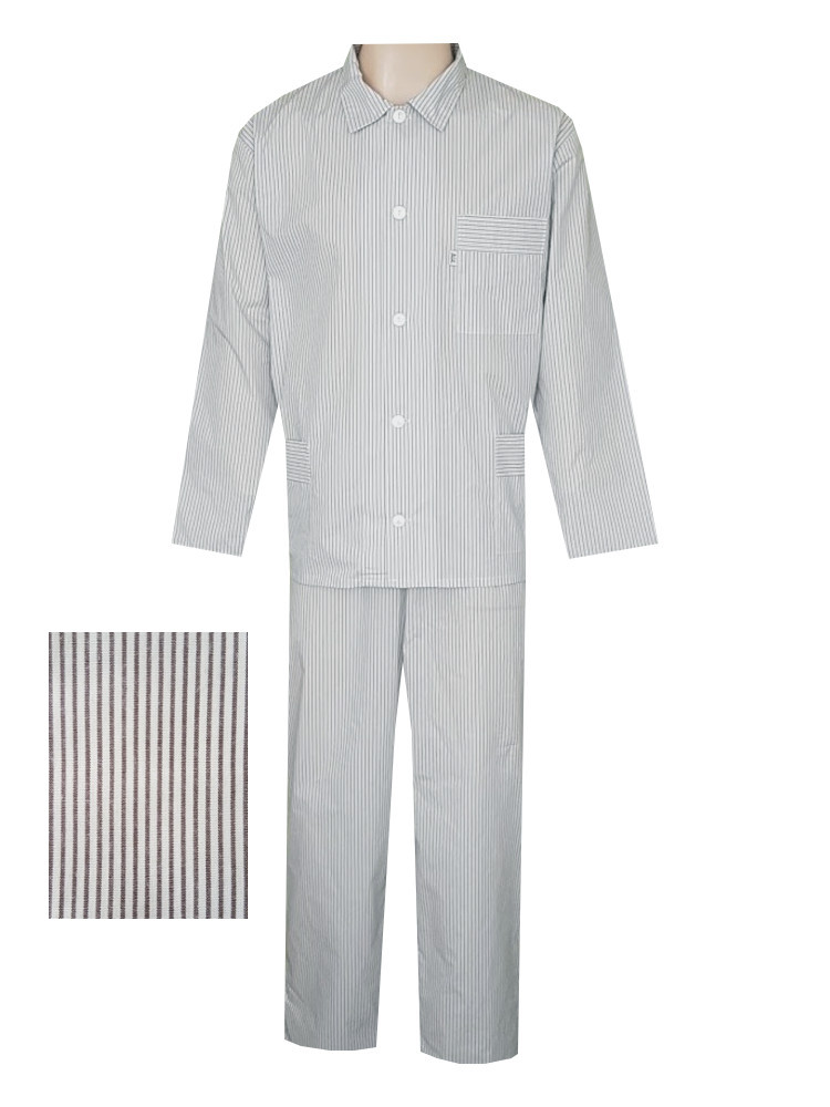 Pánské Pyžamo Popelín FOLTÝN PI09 hnědý proužek Velikost: XL, Materiál: Košilovina-popelín