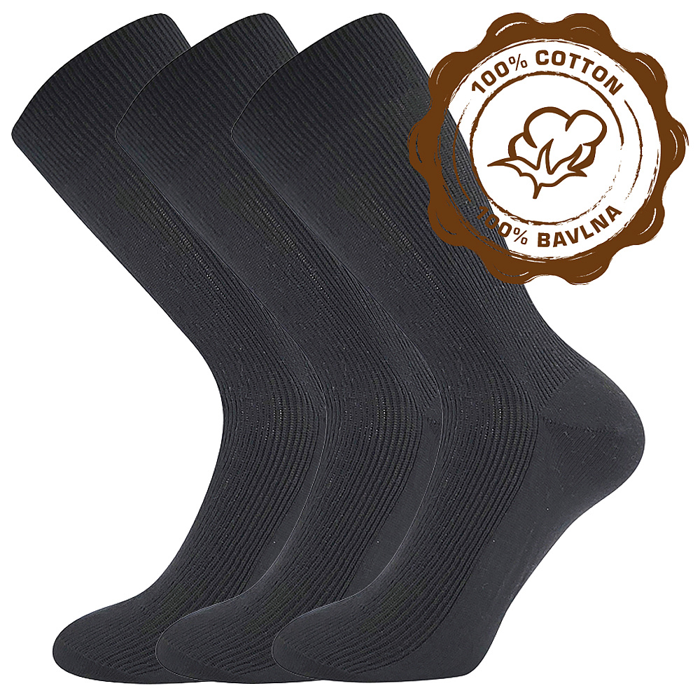 Společenské ponožky 3 kusy v balení Lonka Halik 100% bavlněné černá Velikost: 41-42
