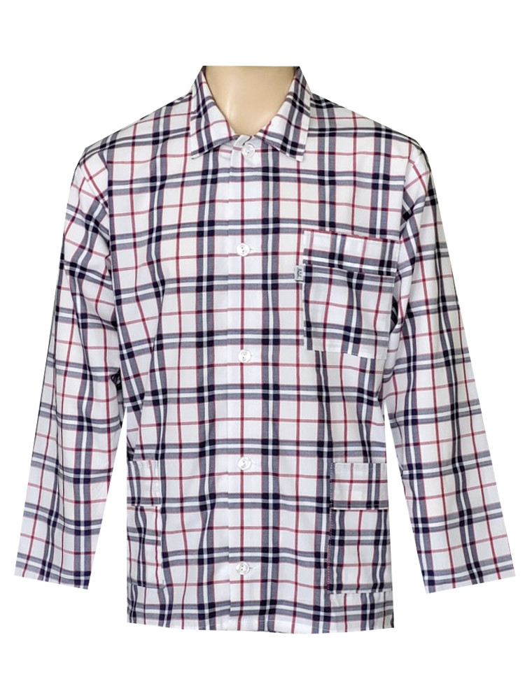Pánský Pyžamový Kabátek Popelín FOLTÝN PPKP16 Velikost: XL, Materiál: Košilovina-popelín