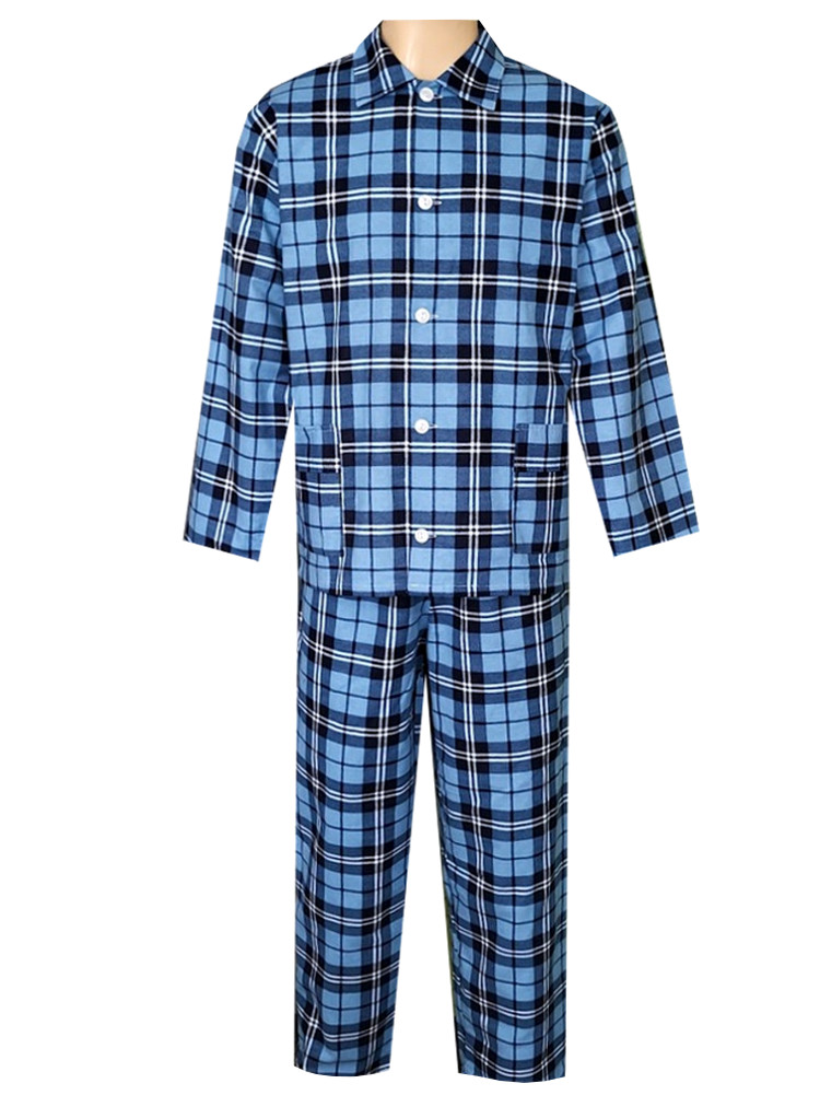 Pánské Pyžamo Flanelové FOLTÝN PF26 světle modrá kostka Velikost: 3XL, Materiál: Flanel