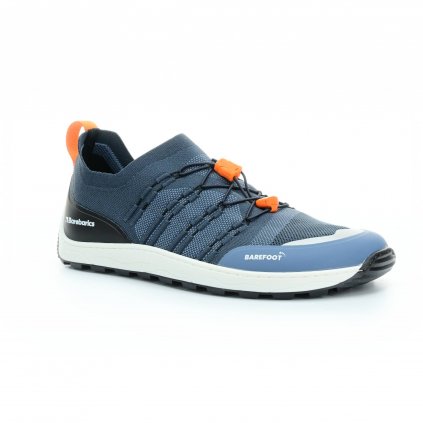 blue breathable knit sneakers