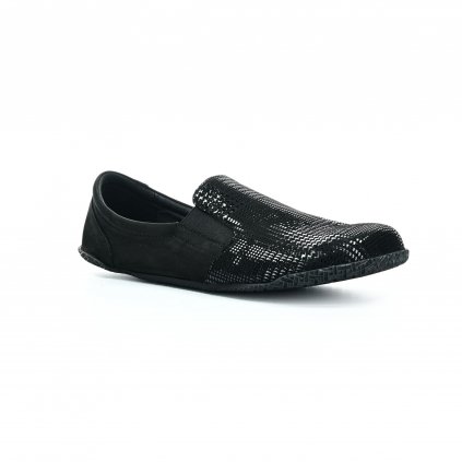 black leather slip on