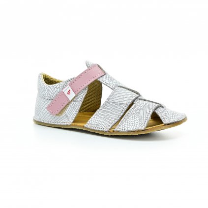 Ef Sam White-pink patterned barefoot sandals (EU size 21, Inner shoe length 132, Inner shoe width 62)