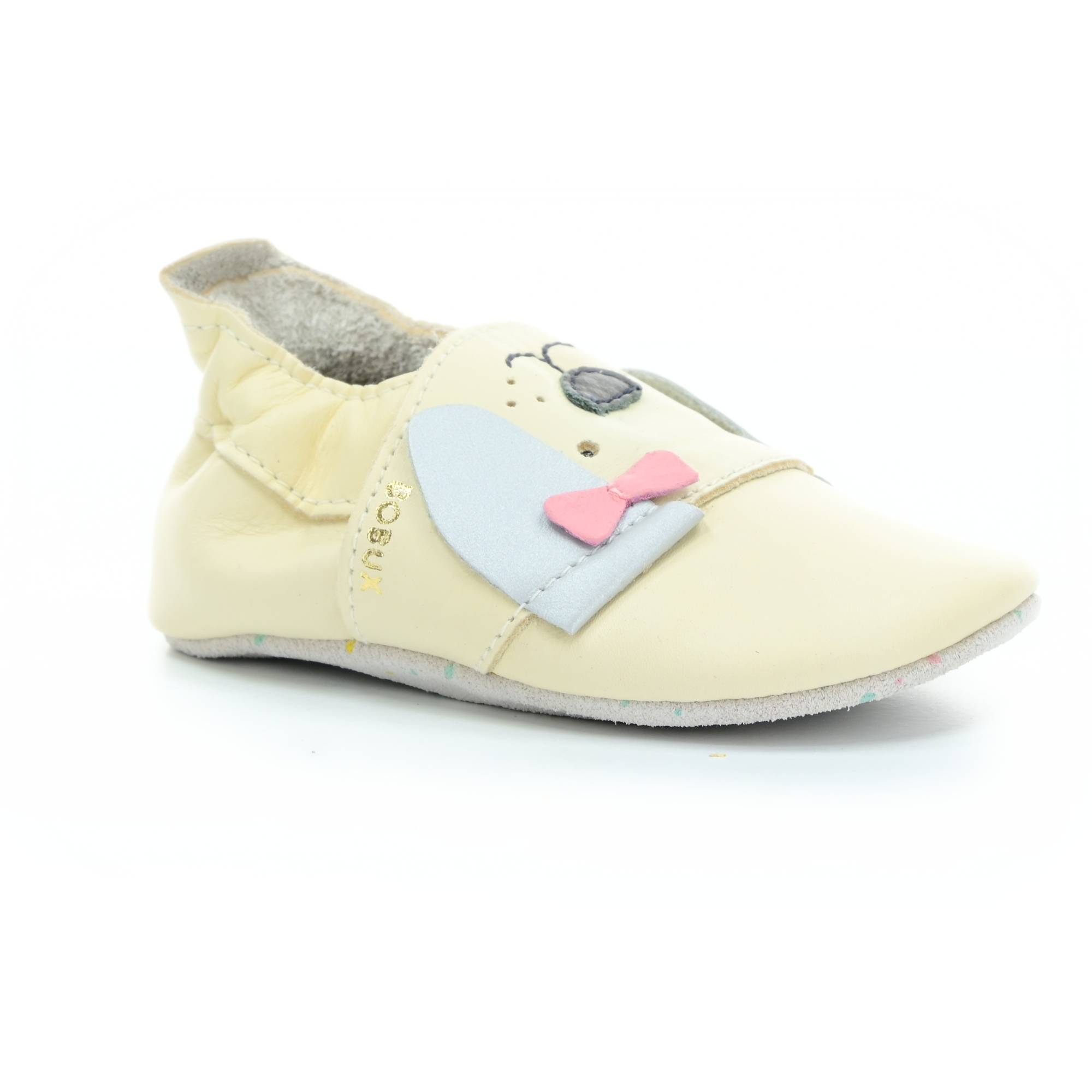 Slippers Bobux Little Bow Pup Vanilla (soft sole) EU size: 22, Inner shoe length: 139, Inner shoe width: 61