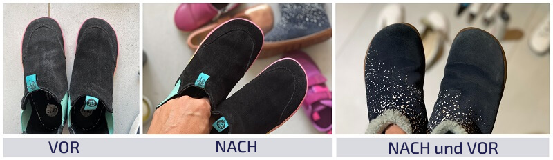 Čištění bot - před a po