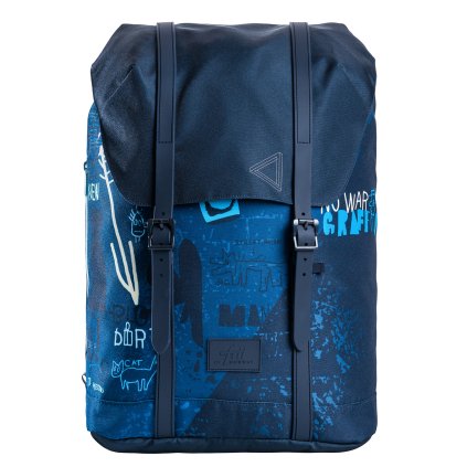 Ergonomischer Schulrucksack Frii of Norway 30L Blaues Graffiti