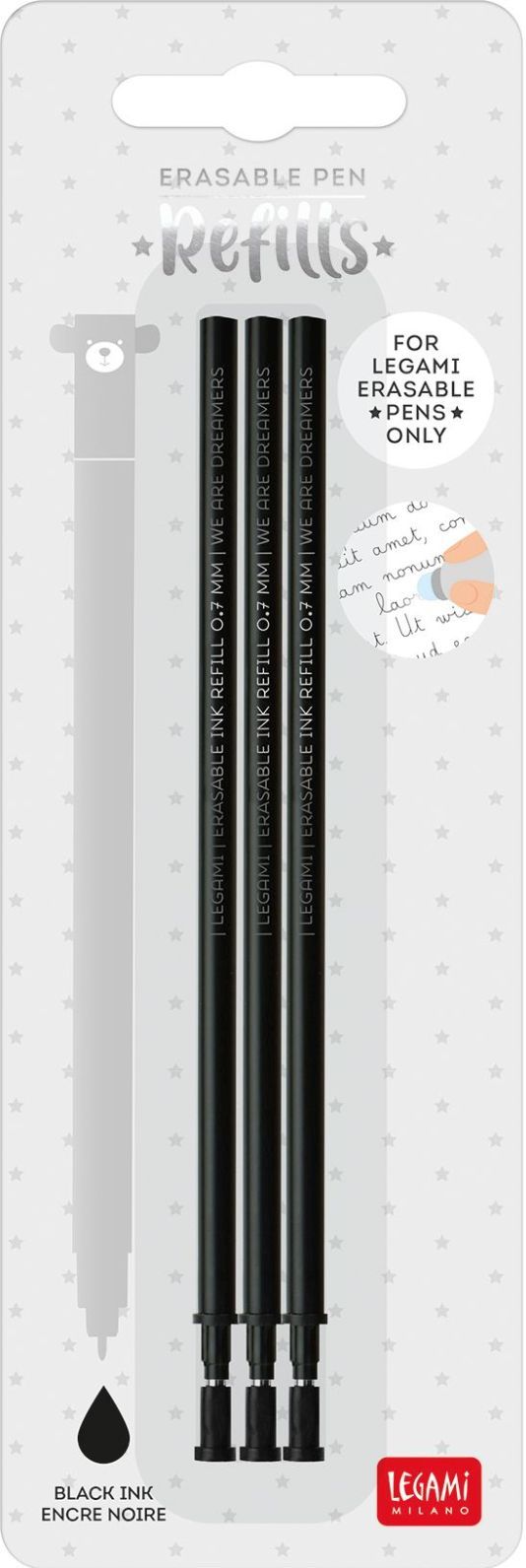 Legami Schwarz Refep0004 Set Mit 3 Nachfüllminen Für Löschbare Stifte - E Tinte - Erasable Pen - Image 6