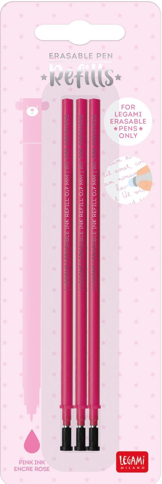 Legami Ersatzminen Pink für löschbare Gel Stifte - Erasable Pen 3er Nachfüllpack - Image 7