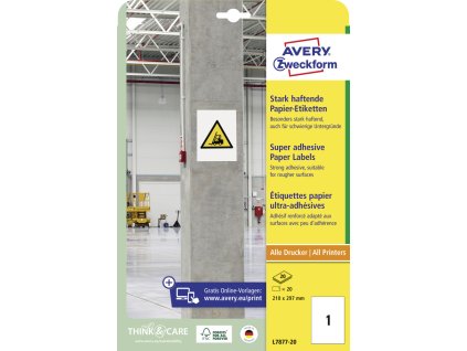 Papírový potisknutelný materiál s vysokou lepivostí Avery- 20ks
