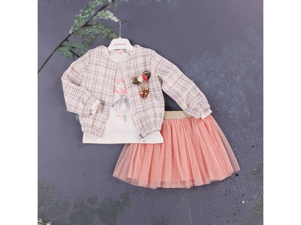 Baby Rose 3-dielna sada - kabátik, sukňa, tričko (Veľkosť 104)