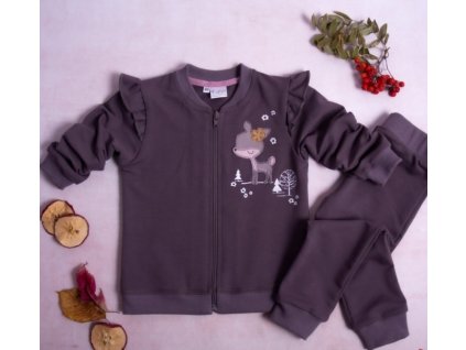 K-Baby Tepláková súprava Srnka, 2 dielna, fialovo - hnedá (Farba fialovo-hnedá, Veľkosť 98)
