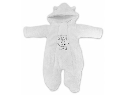 Baby Nellys Zimné chlupáčková kombinézka Little STAR, biela (Veľkosť 74)