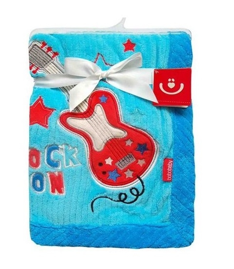 BOBO BABY Detská deka v darčekovej krabičke, 76x102 cm - Gitara, modrá