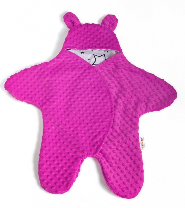 Baby Nellys Fusak, spacáček do autosedačky alebo kočíka s uškami, Minky - ružový