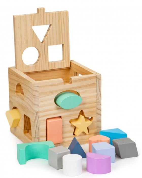 Eco Toys Drevená edukačná kocka, vkladačka