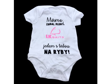 LK Baits body krátký rukáv Mámo zabal pleny 0-3 měsíců růžový nápis + Sleva 10% za registraci