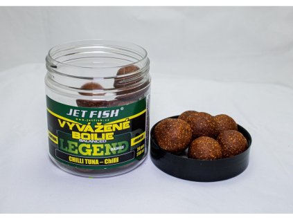 JetFish 250ml-24mm Legend range Vyvážené boilie : CHILLI TUNA - CHILLI