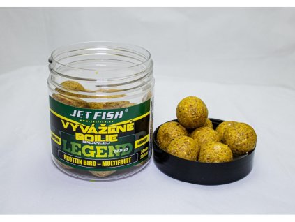 JetFish 250ml-24mm Legend range Vyvážené boilie : PROTEIN BIRD - MULTIFRUIT