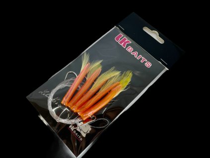 LK Baits Návazec na moře s peřím 1/0 0,60/0,45mm Červeno -žlutý