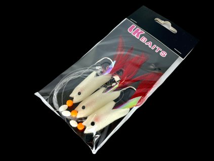 LK Baits Návazec na moře Hokkai Rig 5/0 0,70/0,60mm Blue Lumino červený