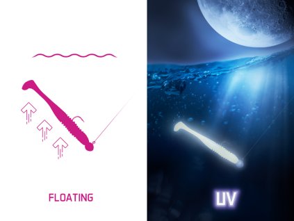 Umělá nástraha Delphin ZANDERA FlexiFLOAT UVs / 5ks (Velikost 12cm/GREENCH)