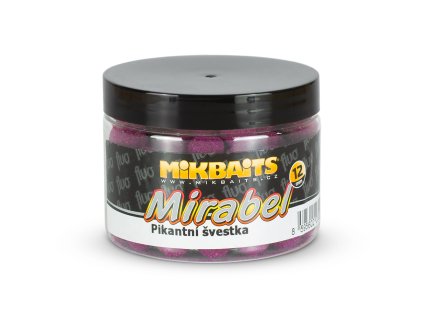 Mikbaits Mirabel Fluo boilie - Pikantní švestka 12 mm/150 ml  + Kód na slevu 10%: SLEVA10