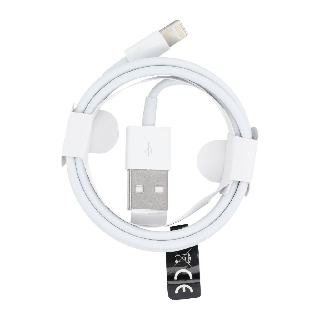 Kábel USB - Apple Iphone 5/5S/5SE/6/6 Plus/7/7 Plus/iPad Mini (Grade B), 1m, biely