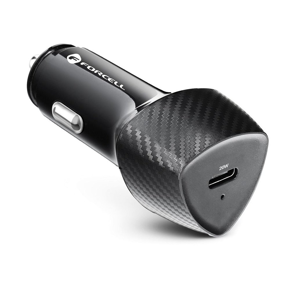 Nabíjačka do auta FORCELL CARBON Type C 3.0 PD20W CC50-1C čierna (Spolu 20W)