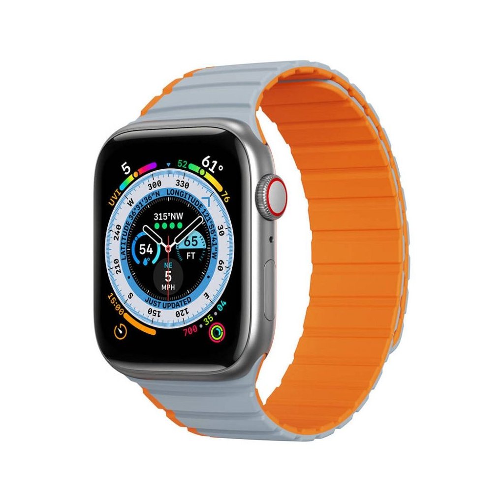 DUX DUCIS LD silikónový remienok pre Apple Watch 42/44/45/49 mm sivý/oranžový