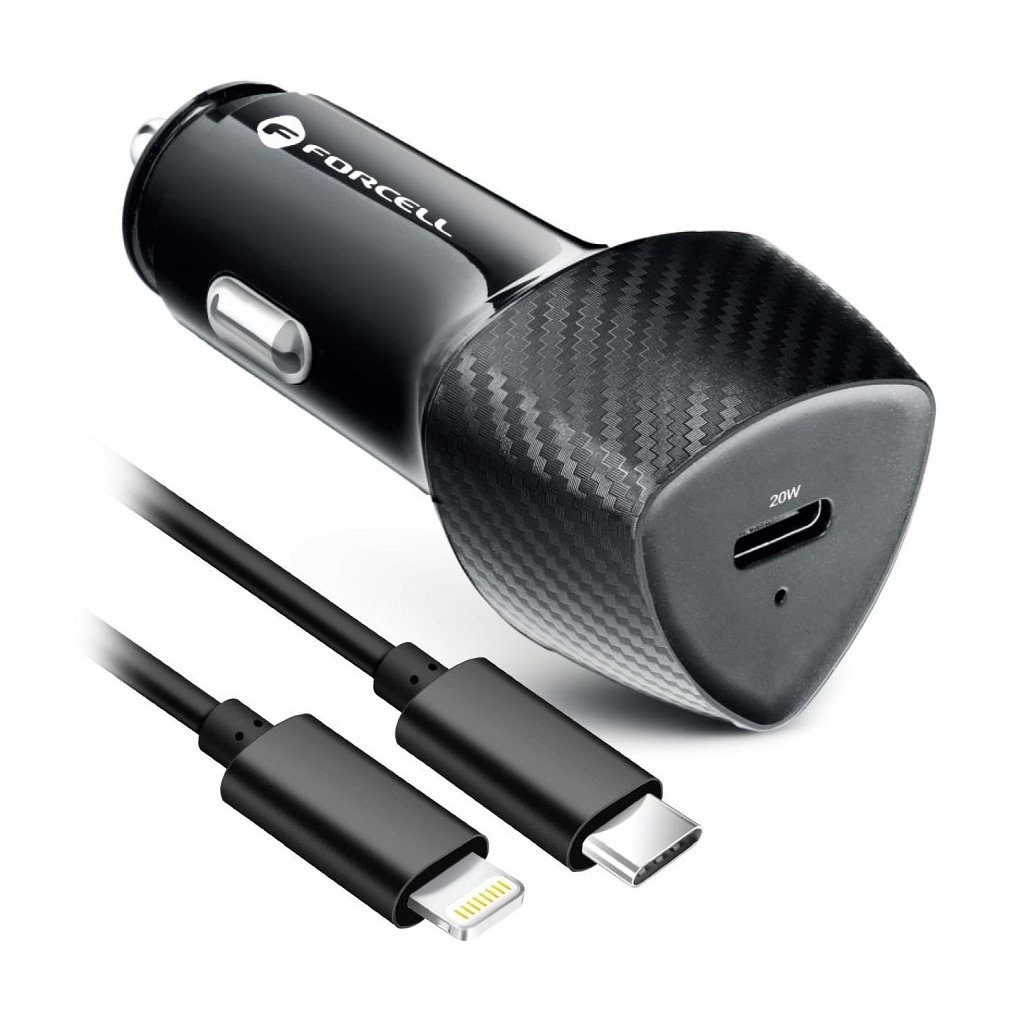 Nabíjačka do auta FORCELL CARBON Type C 3.0 PD20W CC50-1C čierna