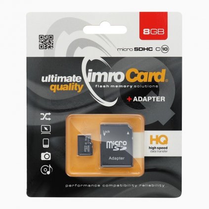 IMRO micro SDHC 8GB Class 10 + adaptér SD (Blister)