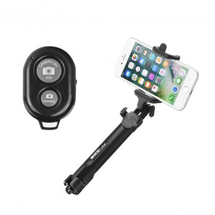 Selfie tyč / držiak s diaľkovým ovládaním statív bluetooth - čierna