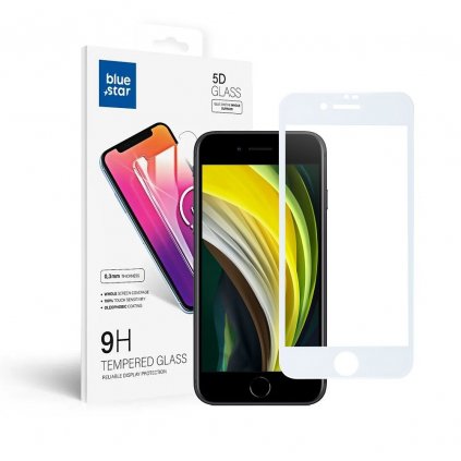 Tvrdené sklo 5D Blue Star - iPhone 7/8/SE 2020  - okraj biely