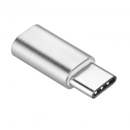 Adaptér nabíjania Micro USB - typ USB C [PA-30] strieborný