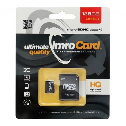 Pamäťová karta IMRO microSD 128GB Class 10 UHS + adaptér SD (Blister)