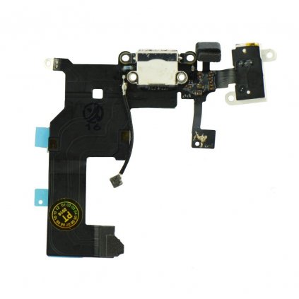 Flex kabel napájecího konektoru Apple iPhone 5 + Mik.+AV - biela