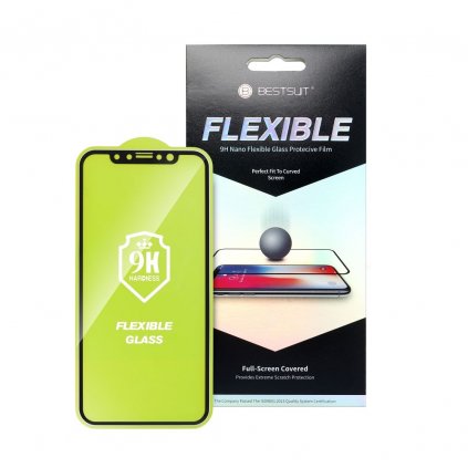 Flexibilné sklo Bestsuit Hybrid 5D pre Apple iPhone 12 mini čierny okraj