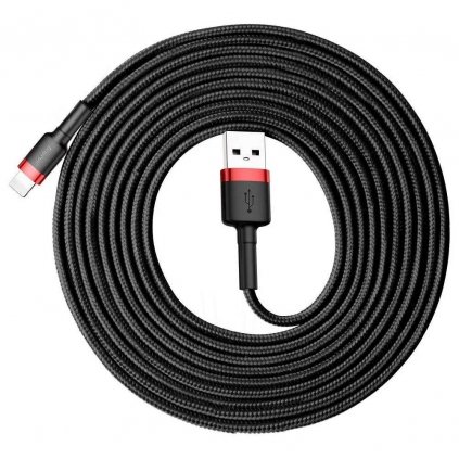 BASEUS USB kábel pre iPhone Lightning 2A 3m červeno-čierny CALKLF-R91