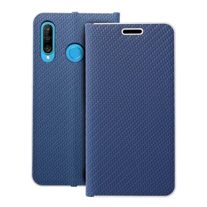 Puzdro LUNA Book Carbon pre HUAWEI P30 Lite modré